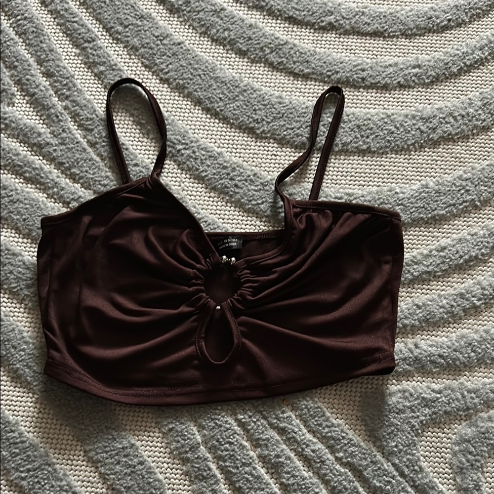Brown Ruched Crop Top